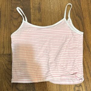 Pink & White Striped Cropped Cami